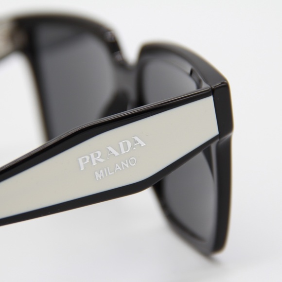 NEW PR24ZS 1AB5S0 WOMEN’S PRADA SUNGLASSES SPR 24Z BLACK WHITE PRADA PR 24ZS - Picture 9 of 13